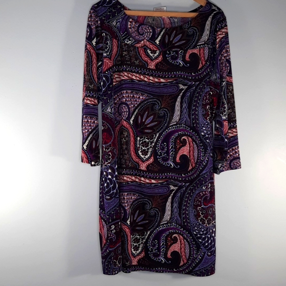 BEVERLY'S  PURPLE/RED FLORAL PRINT DRESS SZ XL